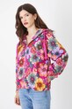 Bluza bawełniana damska z kapturem w kwiaty kolor różowy wzorzyste różowy RS25.BLD010