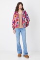 Bluza bawełniana damska z kapturem w kwiaty kolor różowy RS25.BLD010 różowy RS25