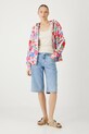 Bluza bawełniana damska z kapturem wzorzysta kolor beżowy RS25.BLD090 beżowy RS25