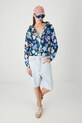Bluza bawełniana damska z kapturem wzorzysta kolor turkusowy RS25.BLD090 turkusowy RS25