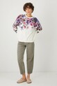 Bluza bawełniana damska z nadrukiem w kwiaty kolor beżowy RS25.BLD301 beżowy RS25