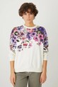 Bluza bawełniana damska z nadrukiem w kwiaty kolor beżowy beżowy RS25.BLD301