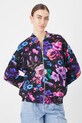 Bluza damska oversize w kwiaty kolor czarny czarny RS25.BLD302
