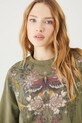 Bluza bawełniana damska z nadrukiem kolor zielony zielony RS25.BLD402