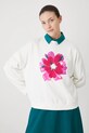 Mikina dámská oversize, s aplikací béžová barva RS25.BLD902 béžová