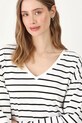 Longsleeve bawełniany damski z elastanem w pasy kolor biały biały RS25.BUD050