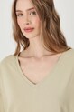 Longsleeve bawełniany damski z elastanem gładki kolor zielony zielony RS25.BUD050
