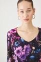 Longsleeve bawełniany damski z elastanem w kwiaty kolor czarny czarny RS25.BUD302