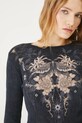 Longsleeve bawełniany damski z elastanem prążkowany kolor szary szary RS25.BUD400