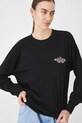 Longsleeve bawełniany damski z nadrukiem kolor czarny RS25.BUD401 czarny RS25