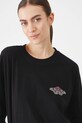 Longsleeve bawełniany damski z nadrukiem kolor czarny czarny RS25.BUD401