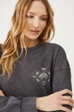 Longsleeve bawełniany damski z nadrukiem kolor szary szary RS25.BUD401