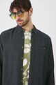 Lněná košile pánská s límcem button-down zelená barva RS25.KDM050 zelená