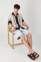 Koszula męska z kołnierzykiem typu resort wzorzysta kolor czarny casual czarny RS25.KKM904