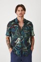 Koszula z domieszką lnu męska z kołnierzykiem klasycznym wzorzysta kolor multicolor RS25.KKMA10 multicolor RS25
