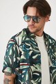 Odzież Koszula z domieszką lnu męska z kołnierzykiem klasycznym wzorzysta kolor multicolor RS25.KKMA10 multicolor