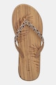 Japonki damskie z ozdobnym tłoczeniem kolor beżowy płaski beżowy RS25.KLD804