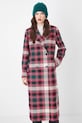 Płaszcz z domieszką wełny damski dwurzędowy w kratę kolor multicolor RS25.KPD102 multicolor RS25