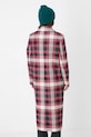 Odzież Płaszcz z domieszką wełny damski dwurzędowy w kratę kolor multicolor RS25.KPD102 multicolor