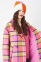 Płaszcz z domieszką wełny damski w kratę kolor multicolor RS25.KPD104