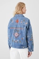 Odzież Kurtka jeansowa bawełniana damska z ozdobnymi haftami RS25-KUD600 niebieski