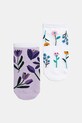 Skarpetki bawełniane damskie w kwiaty (2-pack) kolor multicolor skarpetki krótkie multicolor RS25.LGD801
