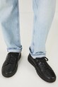 Kožené sneakers boty s pružnou podrážkou černá barva nízký černá RS25.OBM304