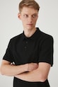 Polo bawełniane męskie z dzianiny strukturalnej z elastanem kolor czarny czarny RS25.POM021