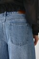 Jeansy bawełniane damskie wide leg z efektem sprania kolor niebieski niebieski RS25.SJD800