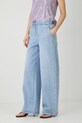 Jeansy bawełniane damskie wide leg kolor niebieski RS25.SJD901 niebieski RS25