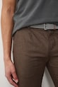 Lněné kalhoty pánské s páskem, melanž hnědá barva RS25.SPM061 hnědá