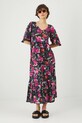 Sukienka damska maxi z wiskozy w kwiaty kolor czarny RS25.SUD075 czarny RS25