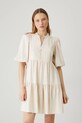 Odzież Sukienka lniana damska mini gładka kolor beżowy RS25.SUD700 beżowy
