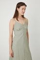 Odzież Sukienka lniana damska midi gładka kolor zielony RS25.SUD906 zielony