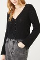 Bavlnený kardigán ažúrový čierna farba RS25.SWD405 čierna