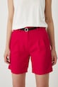 Szorty lniane damskie z paskiem gładkie kolor czerwony RS25.SZD093 czerwony RS25