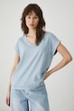 T-shirt bawełniany damski gładki kolor niebieski gładkie niebieski RS25.TSD082