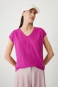 Bavlněné tričko dámské s ozdobnými vsadkami fialová barva fialová RS25.TSD090