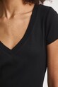 T-shirt damski prążkowany z modalem kolor czarny RS25-TSD091 czarny