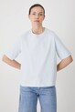 T-shirt bawełniany damski z elastanem gładki kolor niebieski niebieski RS25.TSD094
