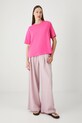 Bavlnené tričko dámske s elastanom, hladký ružová farba RS25.TSD094 ružová RS25