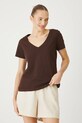 T-shirt bawełniany damski gładki kolor brązowy RS25.TSD0B0 brązowy RS25