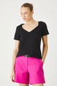 T-shirt bawełniany damski gładki kolor czarny RS25.TSD0B0 czarny RS25