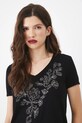 T-shirt damski z ozdobną aplikacją kolor czarny czarny RS25.TSD102