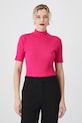 T-shirt damski prążkowany z wiskozą kolor różowy pozostałe różowy RS25.TSD200