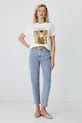 Odzież T-shirt bawełniany damski z kolekcji Eviva L'arte z elastanem kolor beżowy RS25.TSD256 beżowy