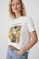 T-shirt bawełniany damski z kolekcji Eviva L'arte z elastanem kolor beżowy RS25.TSD256 beżowy