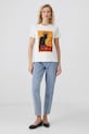 Odzież T-shirt bawełniany damski z kolekcji Eviva L'arte z elastanem kolor beżowy RS25.TSD259 beżowy