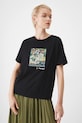 T-shirt bawełniany damski z kolekcji Eviva L'arte RS25.TSD261 czarny RS25