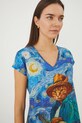 T-shirt bawełniany damski z kolekcji Dzień Kota kolor niebieski RS25.TSD350 niebieski